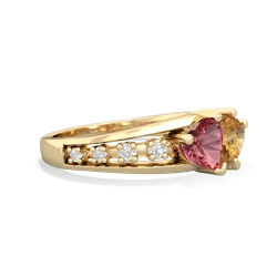 Pink Tourmaline Heart To Heart 14K Yellow Gold ring R3342