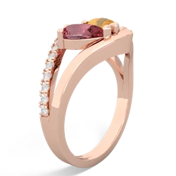 Pink Tourmaline Nestled Heart Keepsake 14K Rose Gold ring R5650