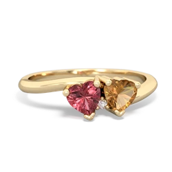 Pink Tourmaline Sweethearts 14K Yellow Gold ring R5260