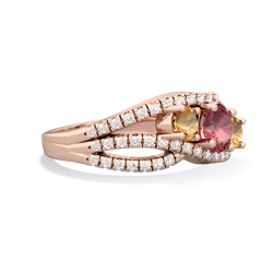 Pink Tourmaline Three Stone Aurora 14K Rose Gold ring R3080