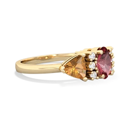 Pink Tourmaline Antique Style Three Stone 14K Yellow Gold ring R2186