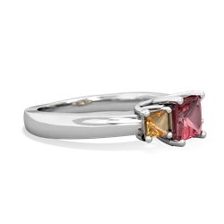 Pink Tourmaline Three Stone Trellis 14K White Gold ring R4015