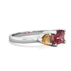 Pink Tourmaline Three Stone 14K White Gold ring R5235