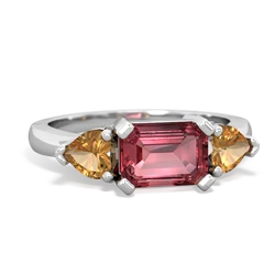 Pink Tourmaline Three Stone 14K White Gold ring R5235