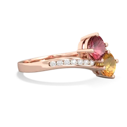 Pink Tourmaline Channel Set Two Stone 14K Rose Gold ring R5303