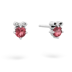 Pink Tourmaline Diamond Bows 14K White Gold earrings E7002