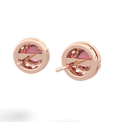 Pink Tourmaline Diamond Halo 14K Rose Gold earrings E5370