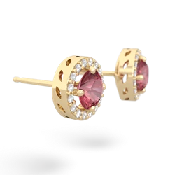 Pink Tourmaline Halo 14K Yellow Gold earrings E5320