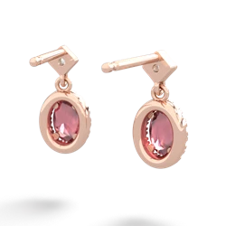 Pink Tourmaline Antique-Style Halo 14K Rose Gold earrings E5720