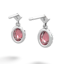 Pink Tourmaline Antique-Style Halo 14K White Gold earrings E5720