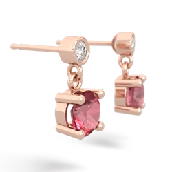 Pink Tourmaline Diamond Drop 6Mm Round 14K Rose Gold earrings E1986