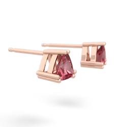 Pink Tourmaline 5Mm Trillion Stud 14K Rose Gold earrings E1858