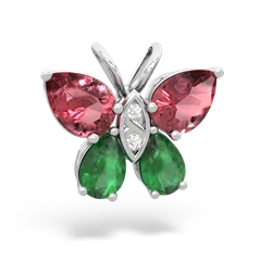 Pink Tourmaline Butterfly 14K White Gold pendant P2215