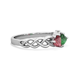 Pink Tourmaline Heart To Heart Braid 14K White Gold ring R5870