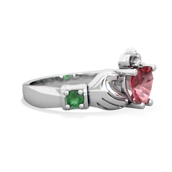 Pink Tourmaline Claddagh Keepsake 14K White Gold ring R5245