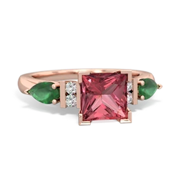 Pink Tourmaline 6Mm Princess Eternal Embrace Engagement 14K Rose Gold ring C2002