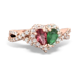 Pink Tourmaline Diamond Twist 'One Heart' 14K Rose Gold ring R2640HRT