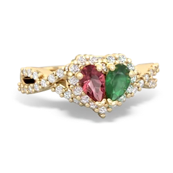 Pink Tourmaline Diamond Twist 'One Heart' 14K Yellow Gold ring R2640HRT