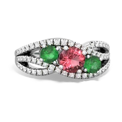 Pink Tourmaline Three Stone Aurora 14K White Gold ring R3080