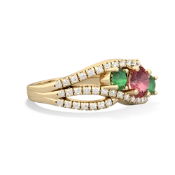 Pink Tourmaline Three Stone Aurora 14K Yellow Gold ring R3080