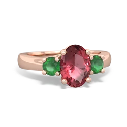 Pink Tourmaline Three Stone Oval Trellis 14K Rose Gold ring R4024