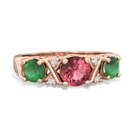 Pink Tourmaline Hugs And Kisses 14K Rose Gold ring R5016