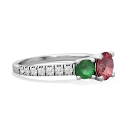 Pink Tourmaline Pave Trellis 14K White Gold ring R5500