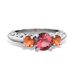 Pink Tourmaline Art Deco Eternal Embrace Engagement 14K White Gold ring C2003