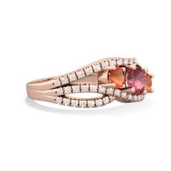 Pink Tourmaline Three Stone Aurora 14K Rose Gold ring R3080