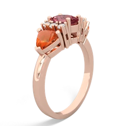 Pink Tourmaline Antique Style Three Stone 14K Rose Gold ring R2186