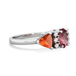 Pink Tourmaline Antique Style Three Stone 14K White Gold ring R2186