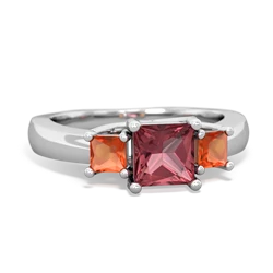 Pink Tourmaline Three Stone Trellis 14K White Gold ring R4015