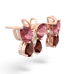 Pink Tourmaline Butterfly 14K Rose Gold earrings E2215