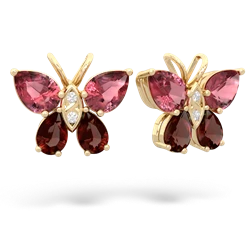 Pink Tourmaline Butterfly 14K Yellow Gold earrings E2215