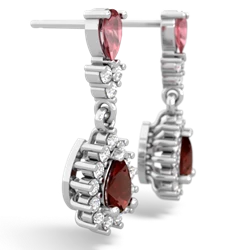 Pink Tourmaline Halo Pear Dangle 14K White Gold earrings E1882