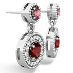 Pink Tourmaline Halo Dangle 14K White Gold earrings E5319