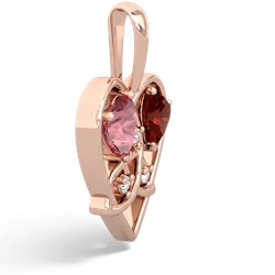 Pink Tourmaline Celtic Trinity Heart 14K Rose Gold pendant P5331