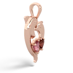 Pink Tourmaline Dolphin Heart 14K Rose Gold pendant P5820