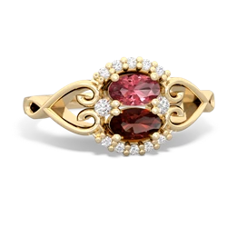 Pink Tourmaline Love Nest 14K Yellow Gold ring R5860