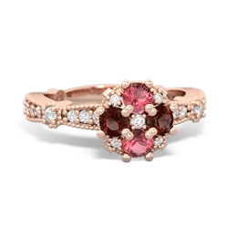 Pink Tourmaline Sparkling Tiara Cluster 14K Rose Gold ring R26293RD