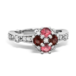 Pink Tourmaline Sparkling Tiara Cluster 14K White Gold ring R26293RD