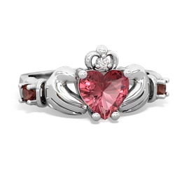 Pink Tourmaline Claddagh Keepsake 14K White Gold ring R5245