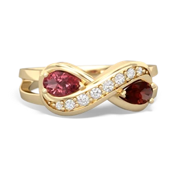 Pink Tourmaline Diamond Infinity 14K Yellow Gold ring R5390