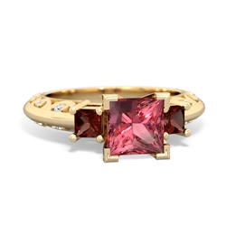 Pink Tourmaline Eternal Embrace Engagement 14K Yellow Gold ring C2001