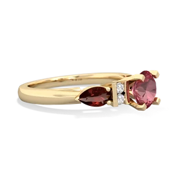 Pink Tourmaline 6Mm Round Eternal Embrace Engagement 14K Yellow Gold ring R2005