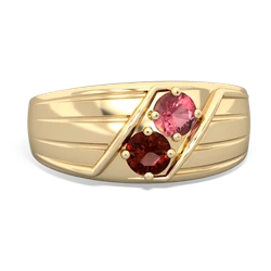 Pink Tourmaline Men's Streamline 14K Yellow Gold ring R0460