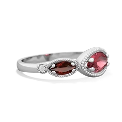 Pink Tourmaline Milgrain Marquise 14K White Gold ring R5700