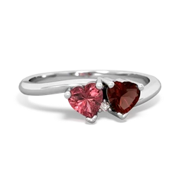 Pink Tourmaline Sweethearts 14K White Gold ring R5260