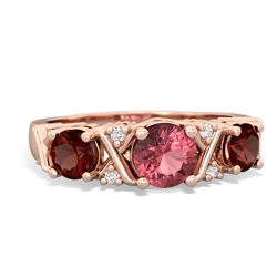 Pink Tourmaline Hugs And Kisses 14K Rose Gold ring R5016