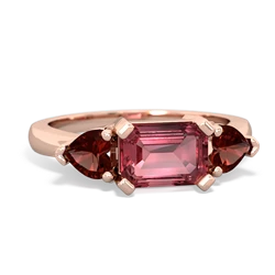 Pink Tourmaline Three Stone 14K Rose Gold ring R5235